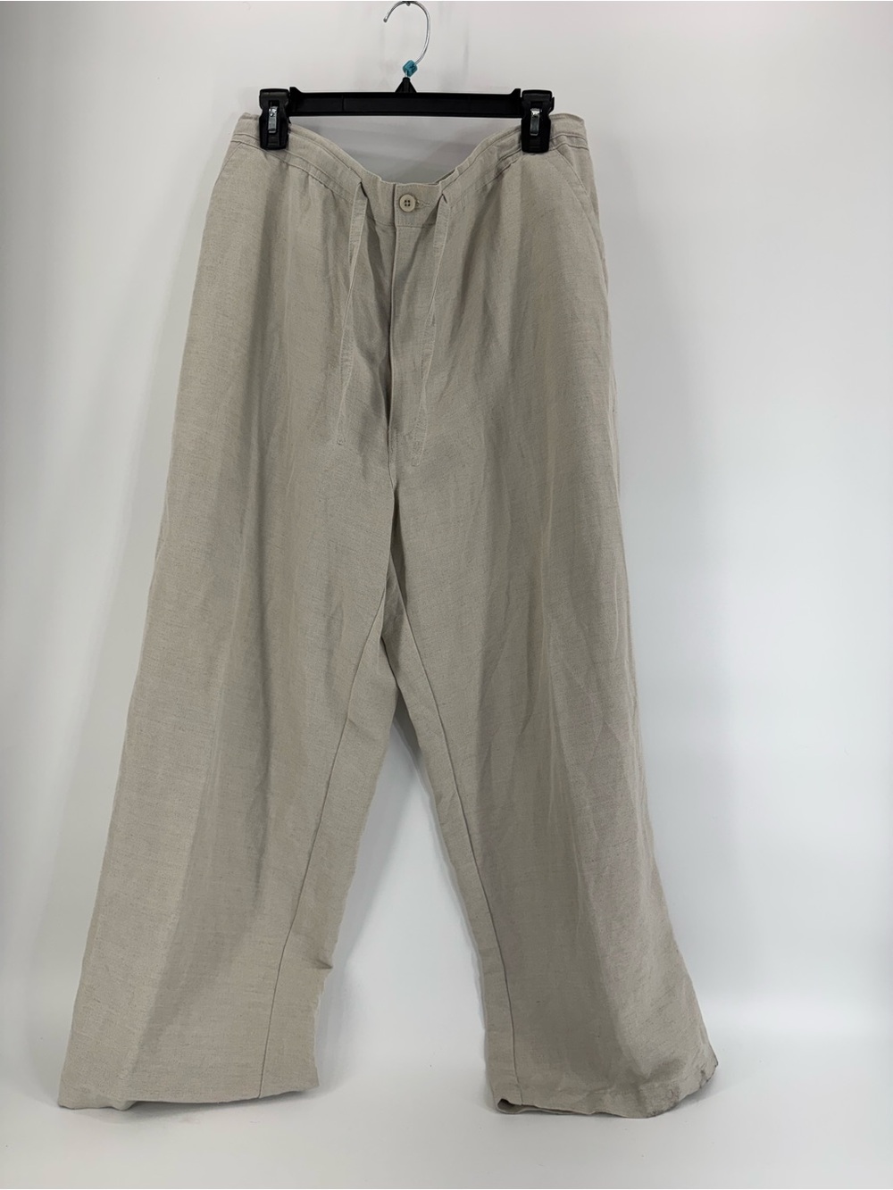 Cubavera Light Tan Wide-Leg Linen-Blend Chinos
